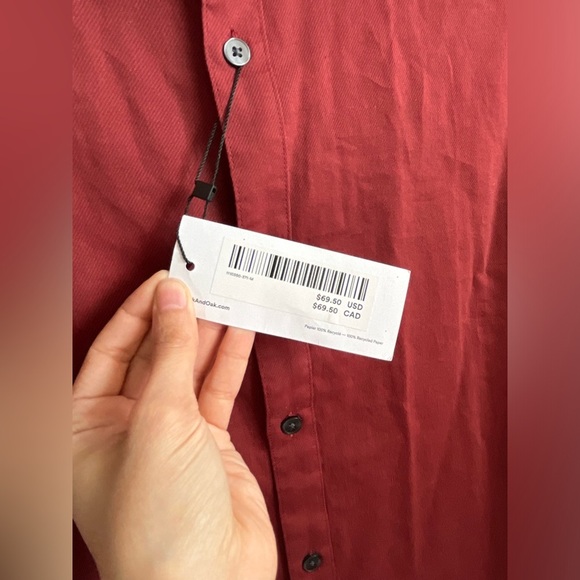 NWT Frank & Oak Cotton Mens Red Button down shirt size medium - Picture 4 of 8
